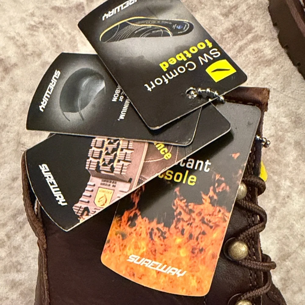 Men's Brown Leather work Boots - Picture 2 of 12